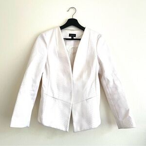 Topshop White Tailored Collarless Blazer in White Monochromatic Vegan Snakeskin